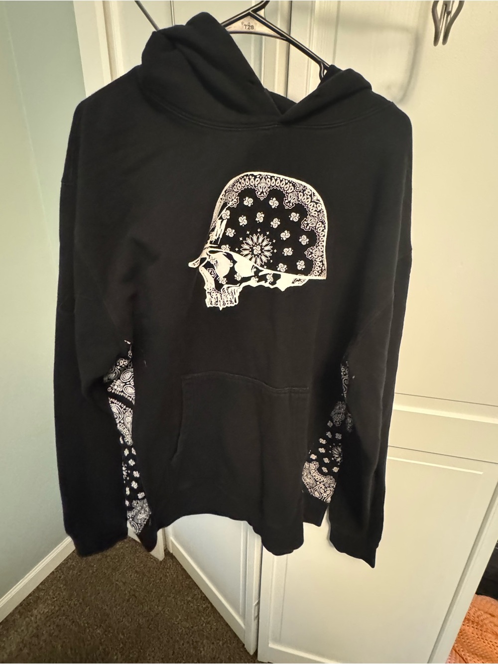 Metal Mulisha Black Hoodie with White Bandana Skull Graphic